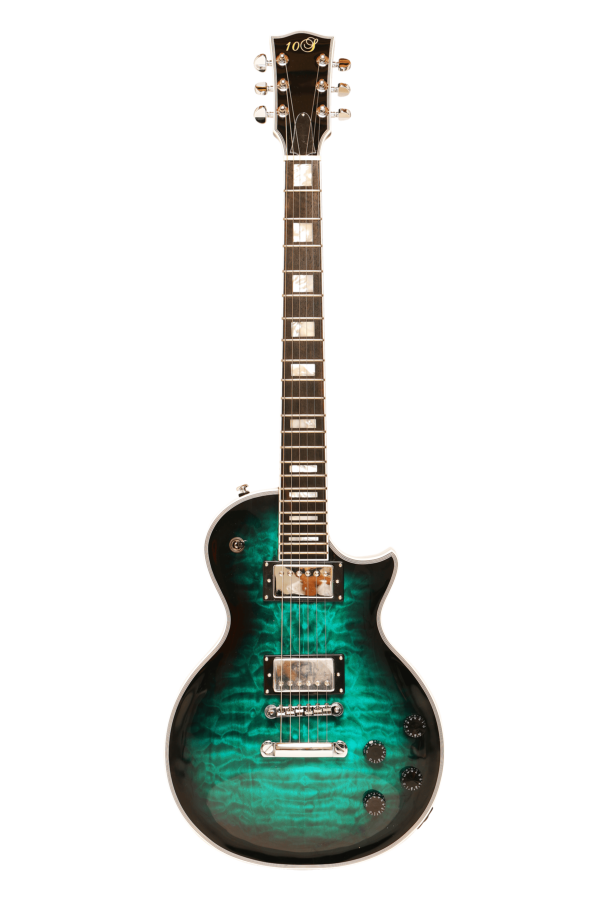 10S Guitars - GF Modern Quilted Maple Teal Burst front