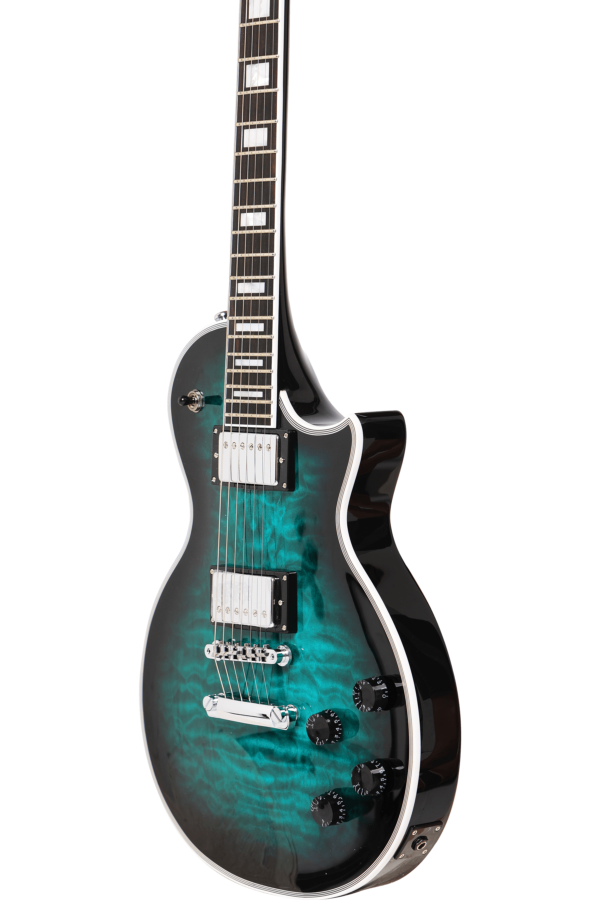 10S Guitars - GF Modern Quilted Maple Teal Burst side1