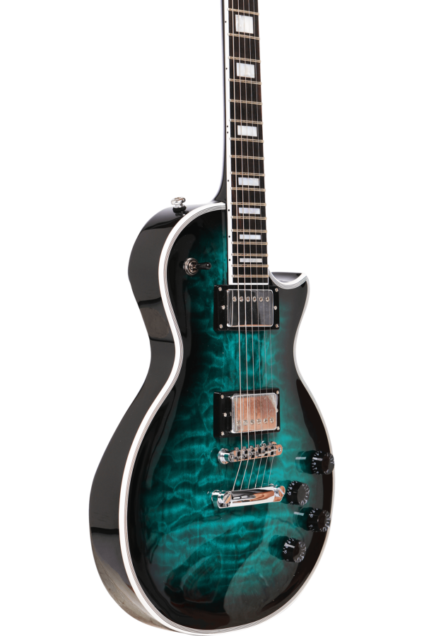 10S Guitars - GF Modern Quilted Maple Teal Burst side2