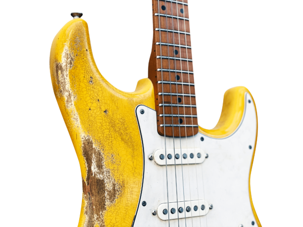 10S Guitars - iCC Relic inspired by Yngwie Malmsteen aged yellow white Strat Electric Guitar