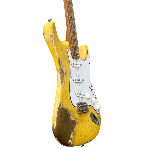 10S Guitars - iCC Relic inspired by Yngwie Malmsteen Aged Yellow White Relic Strat Electric Guitar