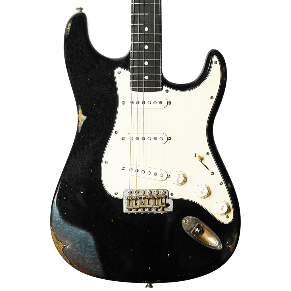 Strat Guitars iCC Relic Black Over Chameleon 10s Guitars