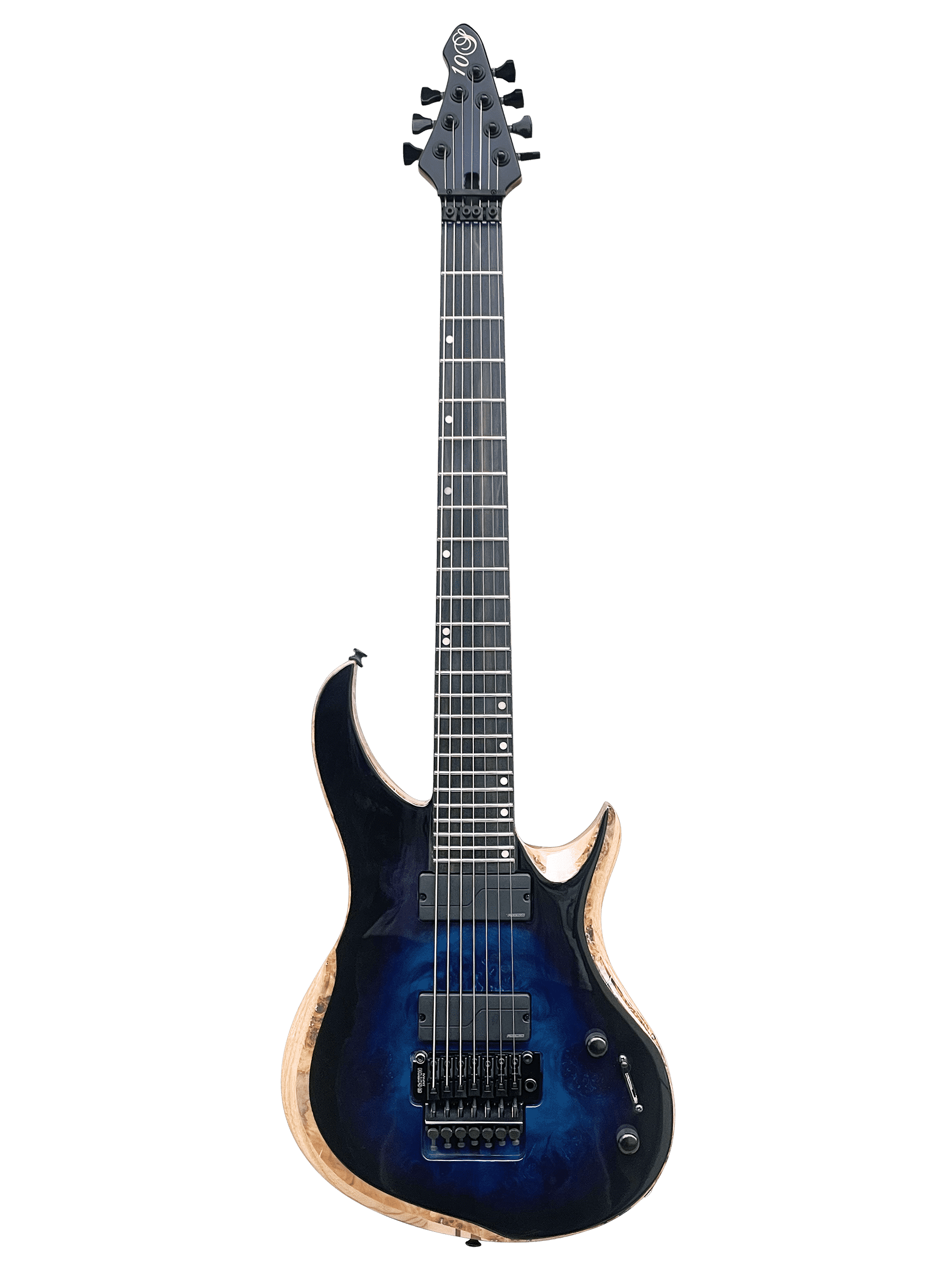 Spring BH 7 Poplar Burl Blueburst - 10S Guitars, Fishman, Floyd Rose, Baritone