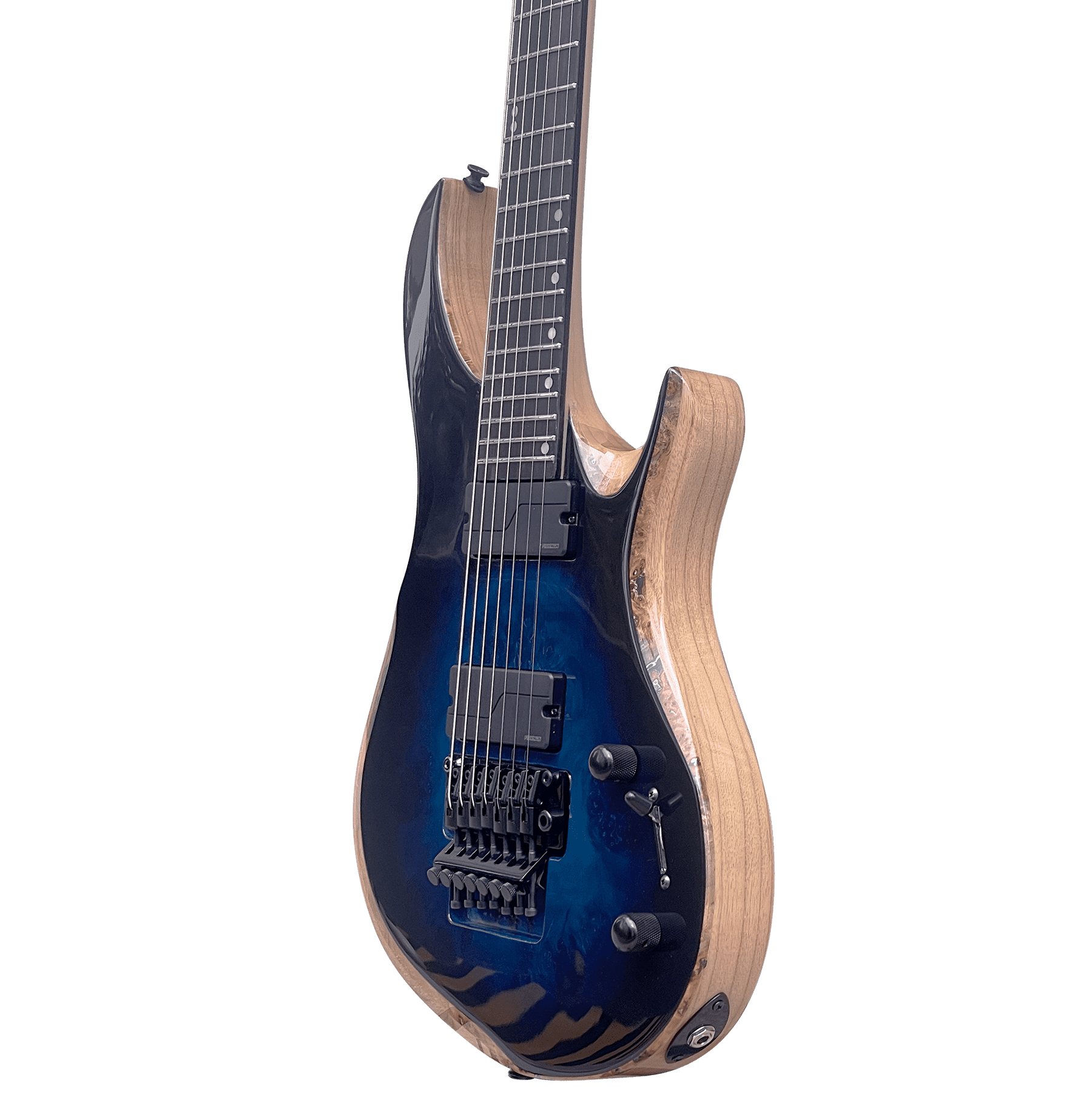 Spring BH 7 Poplar Burl Blueburst - 10S Guitars, Fishman, Floyd Rose, Baritone